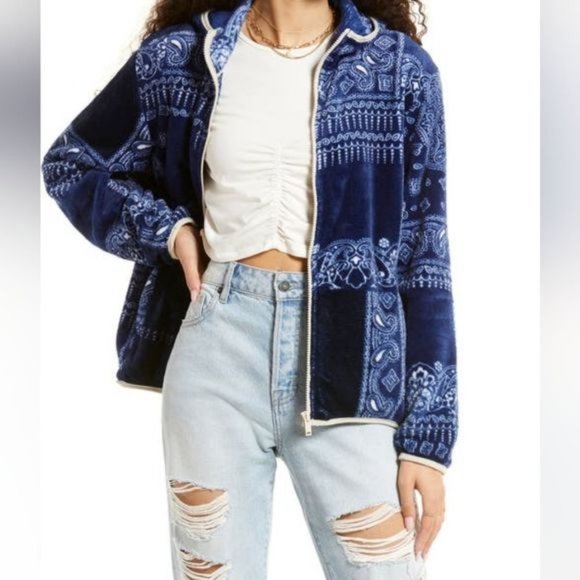 bp Jackets & Blazers - NWT Fleece Shearling BP Bandana Hoodie Jacket XS